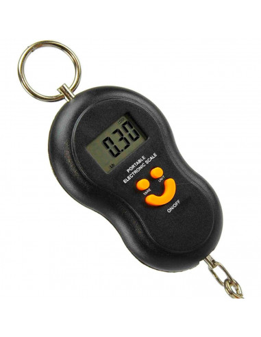 Tradineur - Báscula de mano digital para equipaje, máximo 50 kg, incluye gancho, funciona con pilas, báscula portátil colgante p