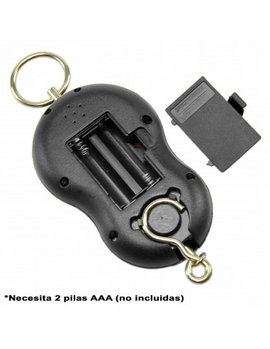 Tradineur - Báscula de mano digital para equipaje, máximo 50 kg, incluye gancho, funciona con pilas, báscula portátil colgante p