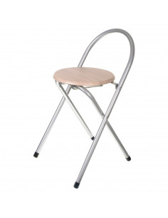 Taburete de madera metal plegable, silla plegable, 67 x 36 x 44 cm