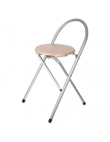 Taburete de madera metal plegable, silla plegable, 67 x 36 x 44 cm