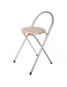 Taburete de madera metal plegable, silla plegable, 67 x 36 x 44 cm