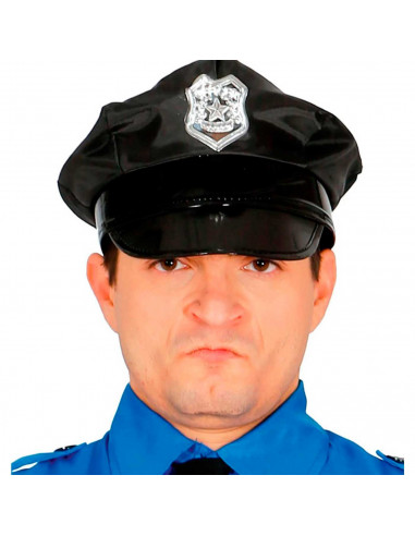 Tradineur - Gorra de policía para adulto, 100% poliéster, sombrero, gorro para disfraz de agente de la ley, accesorio de carnava