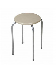 Taburete con asiento de madera y estructura metálica, 45 x 30 x 30 cm, banqueta para cocina, salón, camping, conteras de goma an
