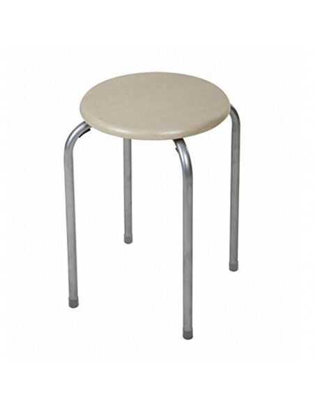 Taburete con asiento de madera y estructura metálica, 45 x 30 x 30 cm, banqueta para cocina, salón, camping, conteras de goma an