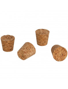 Tradineur - Pack de 4 tapones cónicos de corcho para botellas, garrafas, botes, frascos, bar, restaurante, vino, aceite, 30 x 23