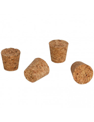 Tradineur - Pack de 4 tapones cónicos de corcho para botellas, garrafas, botes, frascos, bar, restaurante, vino, aceite, 30 x 23