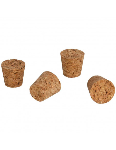 Tradineur - Pack de 4 tapones cónicos de corcho para botellas, garrafas, botes, frascos, bar, restaurante, vino, aceite, 30 x 23