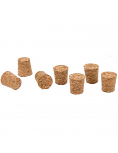Tradineur - Pack de 7 tapones cónicos de corcho para botellas, garrafas, botes, frascos, bar, restaurante, vino, aceite, 22 x 17