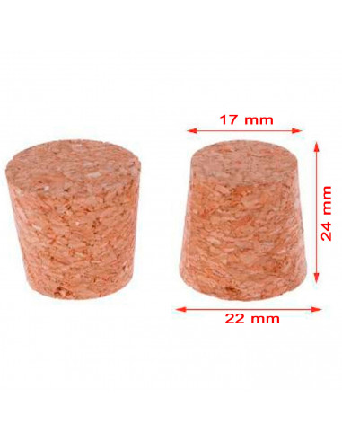 Tradineur - Pack de 7 tapones cónicos de corcho para botellas, garrafas, botes, frascos, bar, restaurante, vino, aceite, 22 x 17