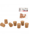 Tradineur - Pack de 7 tapones cónicos de corcho para botellas, garrafas, botes, frascos, bar, restaurante, vino, aceite, 22 x 17