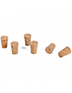 Tradineur - Pack de 6 tapones cónicos de corcho para botellas, garrafas, botes, frascos, bar, restaurante, vino, aceite, 20 x 15
