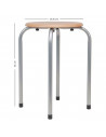 Taburete con asiento de madera y estructura metálica, 45 x 30 x 30 cm, banqueta para cocina, salón, camping, conteras de goma an