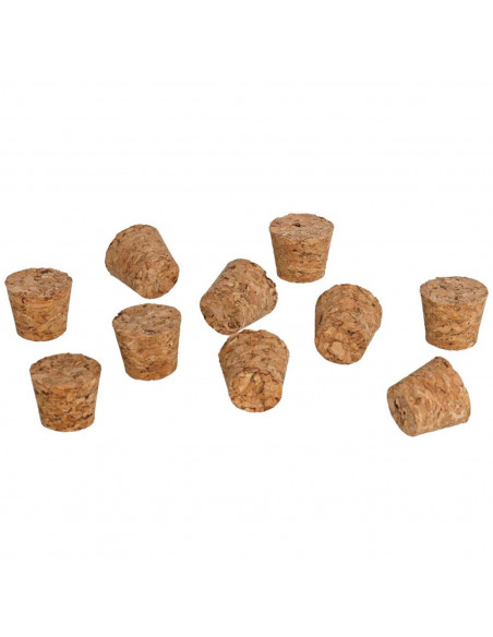 Tradineur - Pack de 10 tapones cónicos de corcho para botellas, garrafas, botes, frascos, bar, restaurante, vino, aceite, 20 x 1