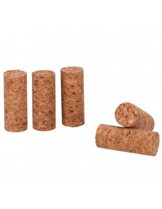 Tradineur - Pack de 5 tapones cilíndricos de corcho para botellas, garrafas, botes, frascos, bar, restaurante, vino, aceite, 19