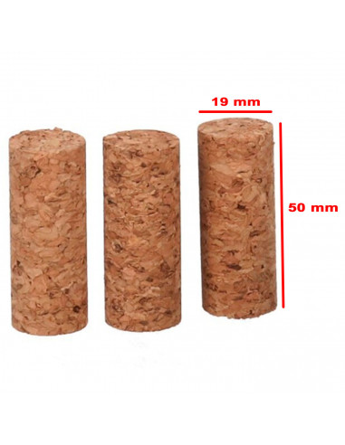 Tradineur - Pack de 5 tapones cilíndricos de corcho para botellas, garrafas, botes, frascos, bar, restaurante, vino, aceite, 19