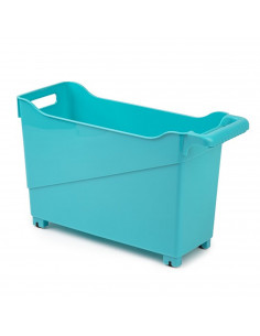 Tradineur - Carrito de plástico multiusos, de 27,8 x 45 x 16,8 cm, con ruedas y de color surtido. Cesta para diversos usos con r