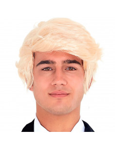 Tradineur - Peluca rubia para hombre, fibra sintética, peluquín rubio, complemento para disfraz de carnaval, Halloween, cosplay,
