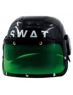 Tradineur - Casco infantil de swat con visor, plástico, gorro de policía, antidisturbios, niños, accesorio para disfraces, carna