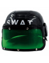 Tradineur - Casco infantil de swat con visor, plástico, gorro de policía, antidisturbios, niños, accesorio para disfraces, carna