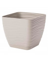 Tradineur - Maceta Cuadrada con plato - Diseño Sahara (15 cm) - Fabricado en plástico - Ideal para jardín exterior, terraza o ba