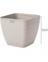 Tradineur - Maceta Cuadrada con plato - Diseño Sahara (15 cm) - Fabricado en plástico - Ideal para jardín exterior, terraza o ba
