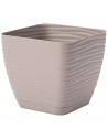Tradineur - Maceta Cuadrada con plato - Diseño Sahara (19 cm) - Fabricado en plástico - Ideal para jardín exterior, terraza o ba