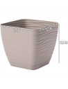 Tradineur - Maceta Cuadrada con plato - Diseño Sahara (19 cm) - Fabricado en plástico - Ideal para jardín exterior, terraza o ba