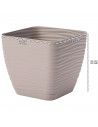 Tradineur - Maceta Cuadrada con plato - Diseño Sahara (23 cm) - Fabricado en plástico - Ideal para jardín exterior, terraza o ba