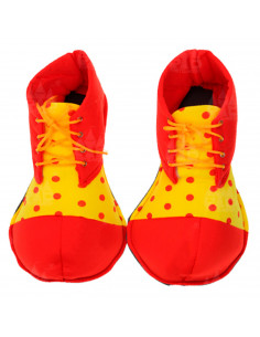 Tradineur - Zapatos de payaso infantiles con lunares, accesorios para disfraz, carnaval, Halloween, cosplay, circo, fiestas, cum
