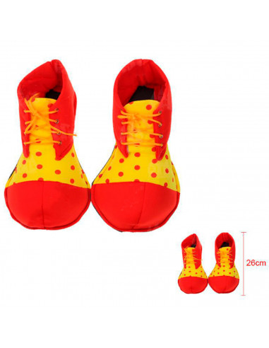 Tradineur - Zapatos de payaso infantiles con lunares, accesorios para disfraz, carnaval, Halloween, cosplay, circo, fiestas, cum
