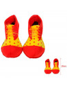 Tradineur - Zapatos de payaso infantiles con lunares, accesorios para disfraz, carnaval, Halloween, cosplay, circo, fiestas, cum