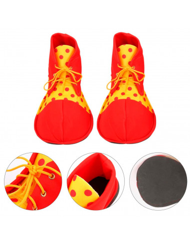 Tradineur - Zapatos de payaso infantiles con lunares, accesorios para disfraz, carnaval, Halloween, cosplay, circo, fiestas, cum