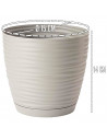 Tradineur - Maceta redonda con plato - Diseño Sahara (Ø 15 cm) - Fabricado en plástico - Ideal para jardín exterior, terraza o b