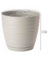 Tradineur - Maceta redonda con plato - Diseño Sahara (Ø 23 cm) - Fabricado en plástico - Ideal para jardín exterior, terraza o b