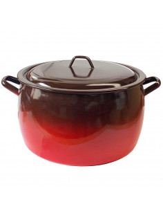 Olla abombada esmaltada bicolor 10 litros, diámetro 26 cm. Cazuela de acero clásica con tapa, apta gas, vitro, inducción, lavava