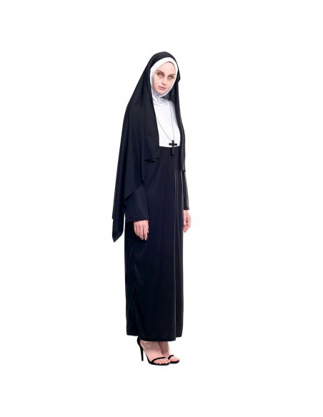 Tradineur - Disfraz de monja maldita para mujer, fibra sintética, incluye túnica, cruz y cofia, religiosa, carnaval, Halloween, Tradineur - Disfraz de monja maldita para mujer, fibra sintética, incluye túnica, cruz y cofia, religiosa, carnaval, Halloween,