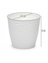 Tradineur - Maceta redonda con plato - Diseño Wind (Ø 15 cm) - Fabricado en plástico - Ideal para jardín exterior, terraza o bal