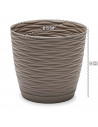 Tradineur - Maceta redonda con plato - Diseño Wind (Ø 15 cm) - Fabricado en plástico - Ideal para jardín exterior, terraza o bal