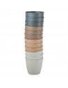 Tradineur - Maceta redonda con plato - Diseño Wind (Ø 15 cm) - Fabricado en plástico - Ideal para jardín exterior, terraza o bal
