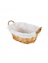 Tradineur - Cesta de mimbre con forma oval, recubierta con tela, de 19 x 44 x 30 cm. Cesto para decoración o almacenaje con 2 as