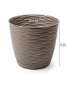 Tradineur - Maceta redonda con plato - Diseño Wind (Ø 23 cm) - Fabricado en plástico - Ideal para jardín exterior, terraza o bal