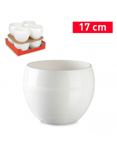 Tradineur - Maceta redonda - Diseño Coco (Ø 17 cm) - Fabricado en plástico - Ideal para jardín exterior, terraza o balcón - Colo