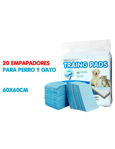 Tradineur - Pack de 20 empapadores para mascotas, alfombrillas higiénicas de entrenamiento para perros, súper absorbentes, anti