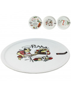 Plato de pizza redondo de color blanco con diseños distintos y divertidos, de 30 cm de diámetro Recipiente de cerámica para serv