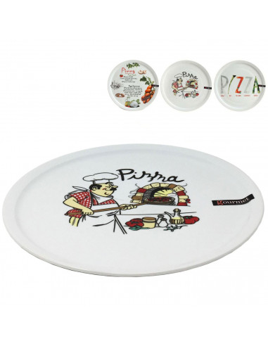 Plato de pizza redondo de color blanco con diseños distintos y divertidos, de 30 cm de diámetro Recipiente de cerámica para serv