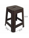 Tradineur - Taburete de plástico con asa Rattan, asiento de 28 x 28 cm, imitación de mimbre, banqueta multiusos, cocina, salón (
