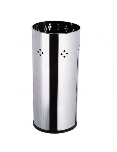 Tradineur - Paragüero cilíndrico de acero inoxidable 50 x 22 cm, soporte para paraguas redondo metálico para recibidor, hall, en