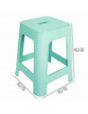 Tradineur - Taburete de plástico con asa Rattan, asiento de 28 x 28 cm, imitación de mimbre, banqueta multiusos, cocina, salón (