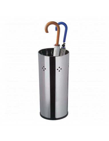 Tradineur - Paragüero cilíndrico de acero inoxidable 50 x 22 cm, soporte para paraguas redondo metálico para recibidor, hall, en