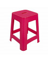 Tradineur - Taburete de plástico con asa Rattan, asiento de 28 x 28 cm, imitación de mimbre, banqueta multiusos, cocina, salón (